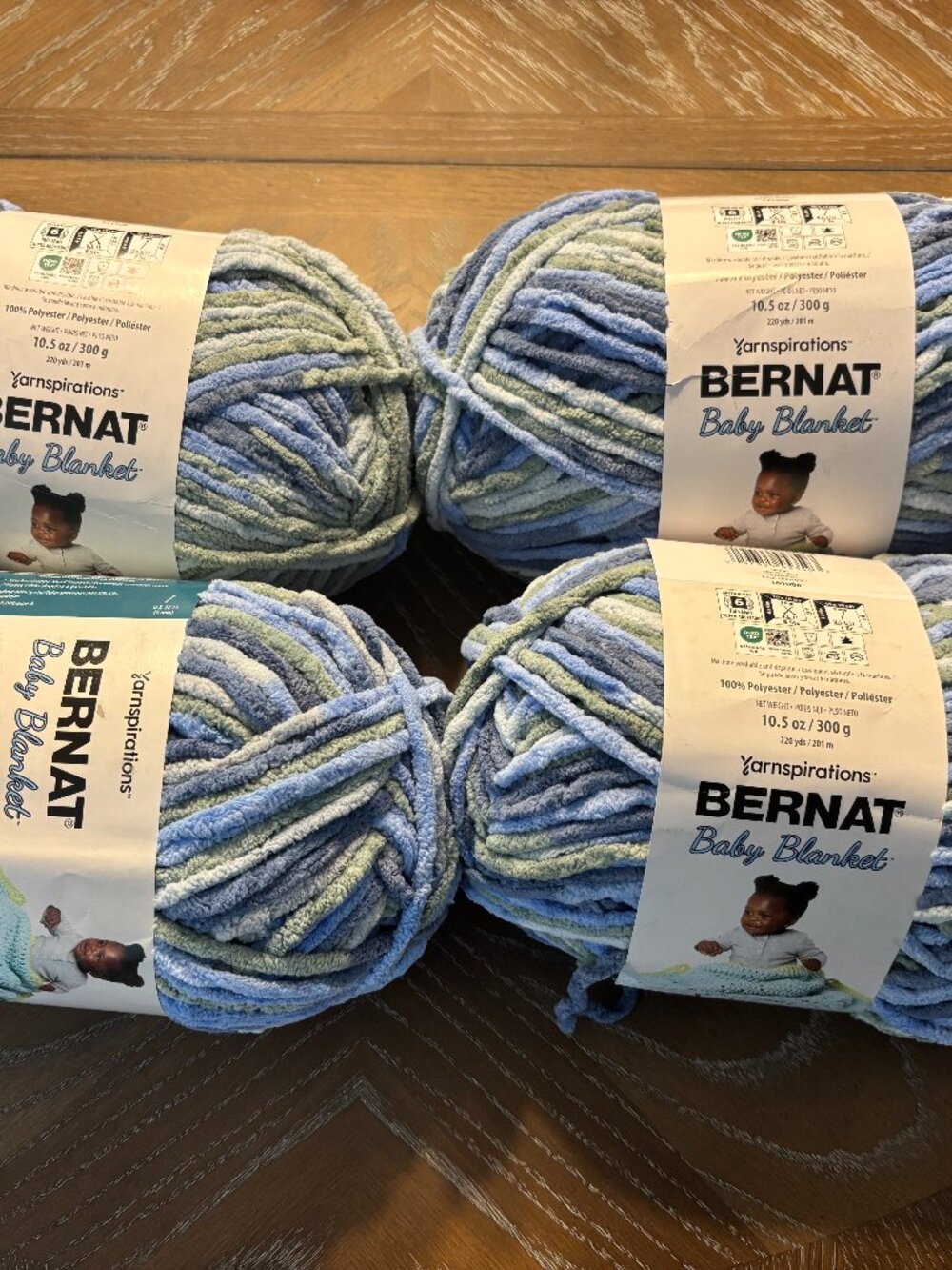 4 Skeins Lovely Blue Yarnspirations Bernat Baby Blanket